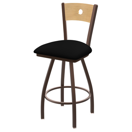 HOLLAND BAR STOOL CO 36" Swivel Counter Stool, Black Wrinkle, Nat Back, Black Vinyl Seat 83036BZNatMplBBlkVinyl